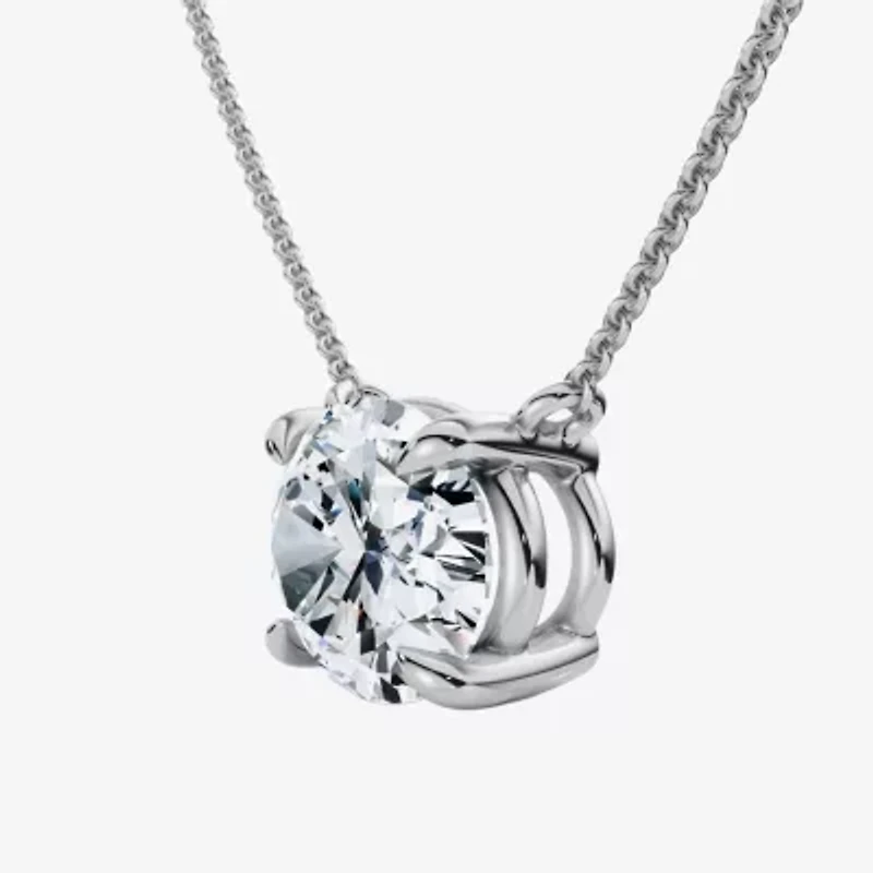 Womens 2 CT. Lab Grown White Diamond 14K Gold Oval 18 Inch Pendant Necklace