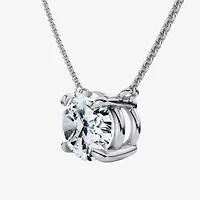 Womens 2 CT. Lab Grown White Diamond 14K Gold Oval 18 Inch Pendant Necklace