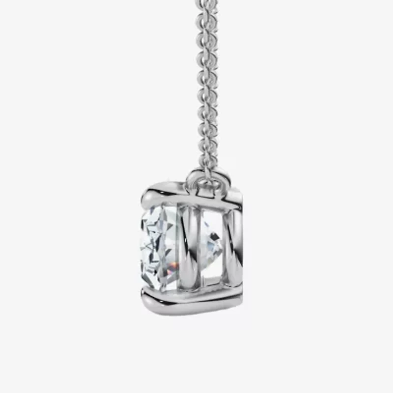 Womens 2 CT. Lab Grown White Diamond 14K Gold Oval 18 Inch Pendant Necklace