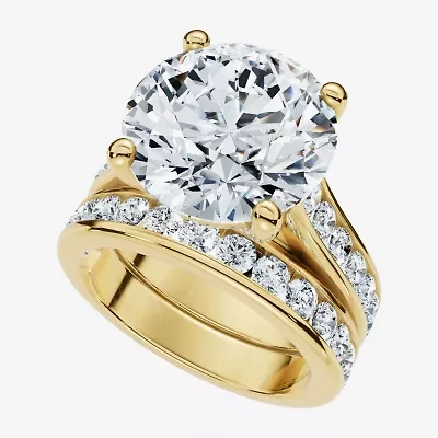 (F-G /Vs1-Vs2) Womens 6 CT. T.W. Lab Grown White Diamond 10K Gold Round Side Stone Bridal Set