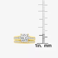 (F / Vs2) Womens 3 CT. T.W. Lab Grown White Diamond 14K Gold Side Stone Bridal Set