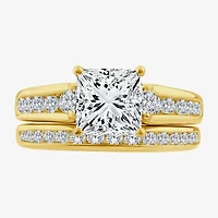 (F / Vs2) Womens 3 CT. T.W. Lab Grown White Diamond 14K Gold Side Stone Bridal Set