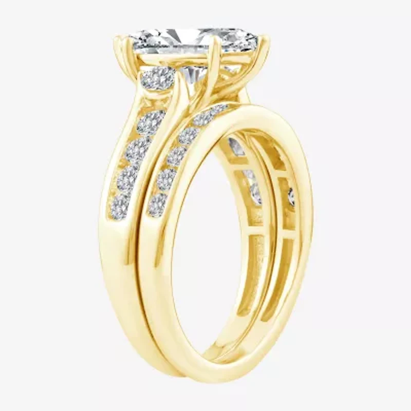 (F / Vs2) Womens 3 CT. T.W. Lab Grown White Diamond 14K Gold Marquise Side Stone Bridal Set