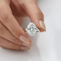 (F-G /Vs1-Vs2) Womens 4 CT. Lab Grown White Diamond 14K Gold Oval Solitaire Engagement Ring