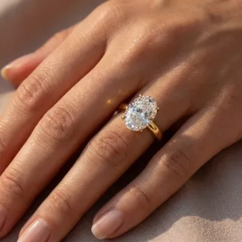 (F-G /Vs1-Vs2) Womens 4 CT. Lab Grown White Diamond 14K Gold Oval Solitaire Engagement Ring