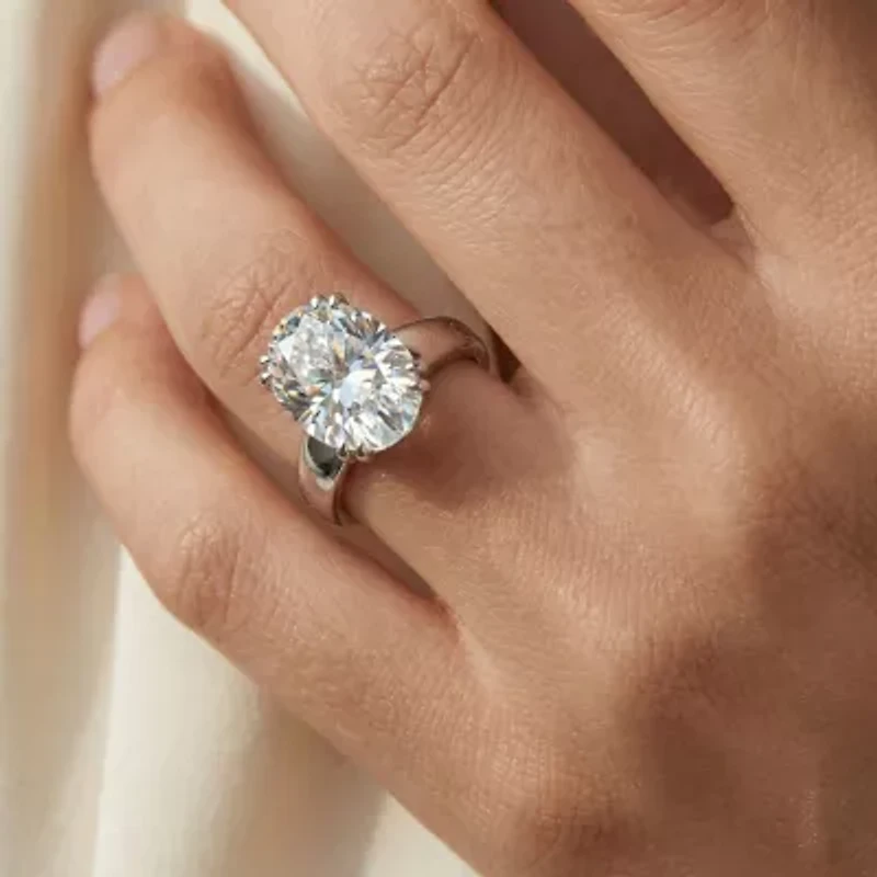 (F-G /Vs1-Vs2) Womens 4 CT. Lab Grown White Diamond 14K Gold Oval Solitaire Engagement Ring