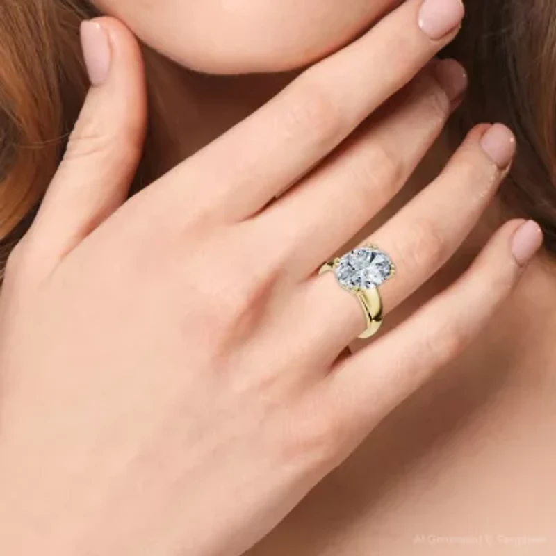 (F-G /Vs1-Vs2) Womens 4 CT. Lab Grown White Diamond 14K Gold Oval Solitaire Engagement Ring
