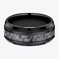 Mens Comfort Fit 9mm Black Titanium Inlay Wedding Band