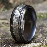 Mens Comfort Fit 9mm Black Titanium Inlay Wedding Band