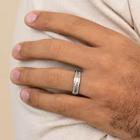 Mens 10K White Gold 6mm Hammered Band