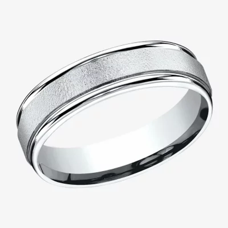 Mens 10K White Gold 6mm Band