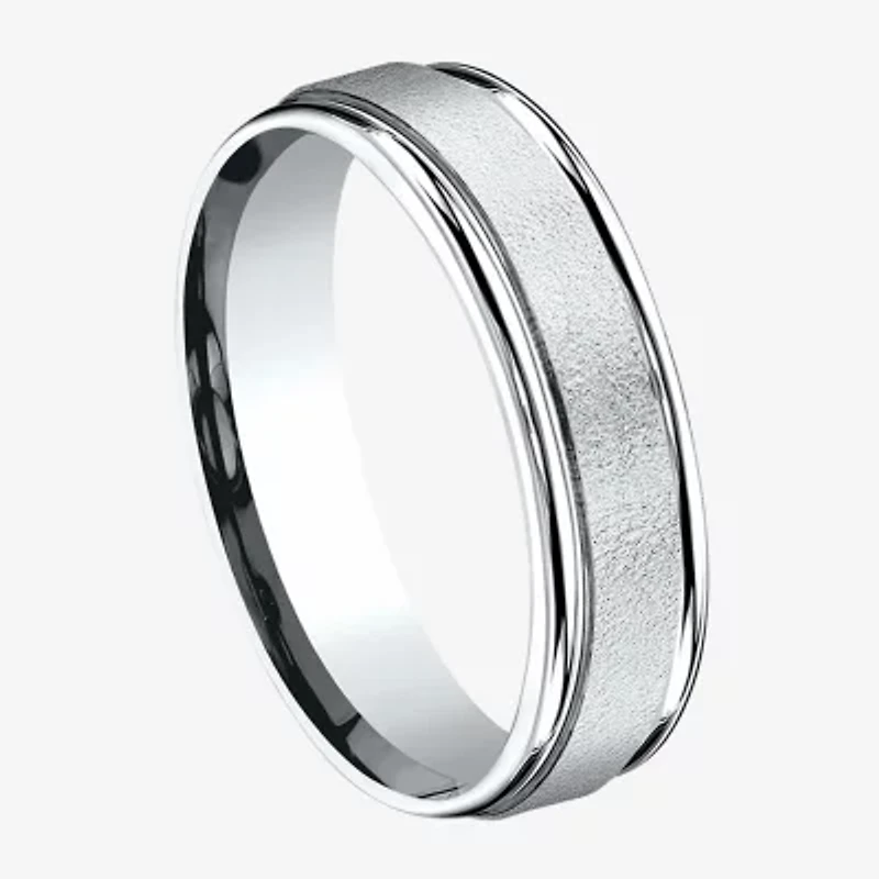 Mens 10K White Gold 6mm Band