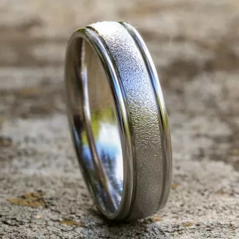 Mens 10K White Gold 6mm Band