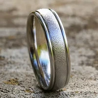 Mens 10K White Gold 6mm Band