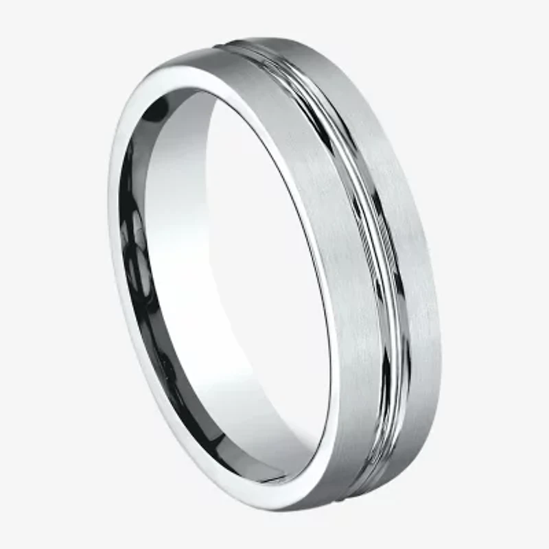 Mens 10K White Gold 6mm Band