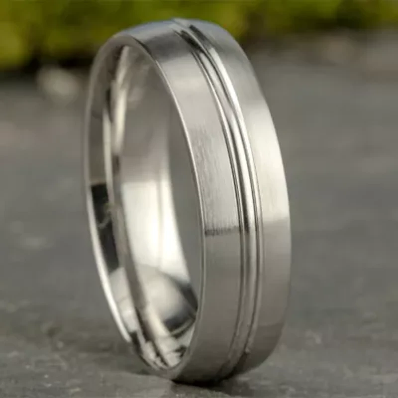 Mens 10K White Gold 6mm Band