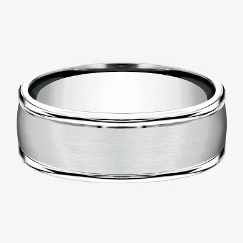 Mens 10K White Gold 8mm Band