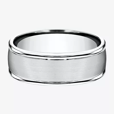 Mens 10K White Gold 8mm Band