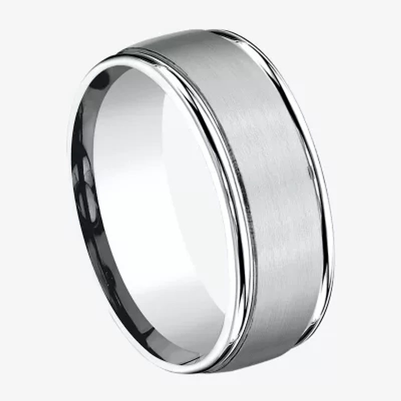 Mens 10K White Gold 8mm Band