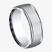 Mens 10K White Gold 8mm Band