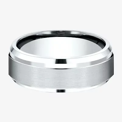 Mens 10K White Gold 8mm Band