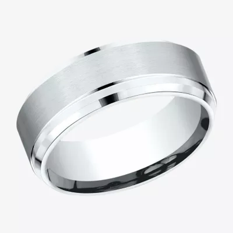 Mens 10K White Gold 8mm Band