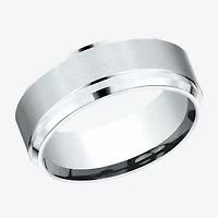 Mens 10K White Gold 8mm Band