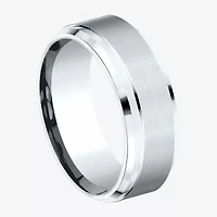 Mens 10K White Gold 8mm Band