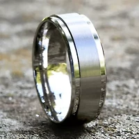 Mens 10K White Gold 8mm Band
