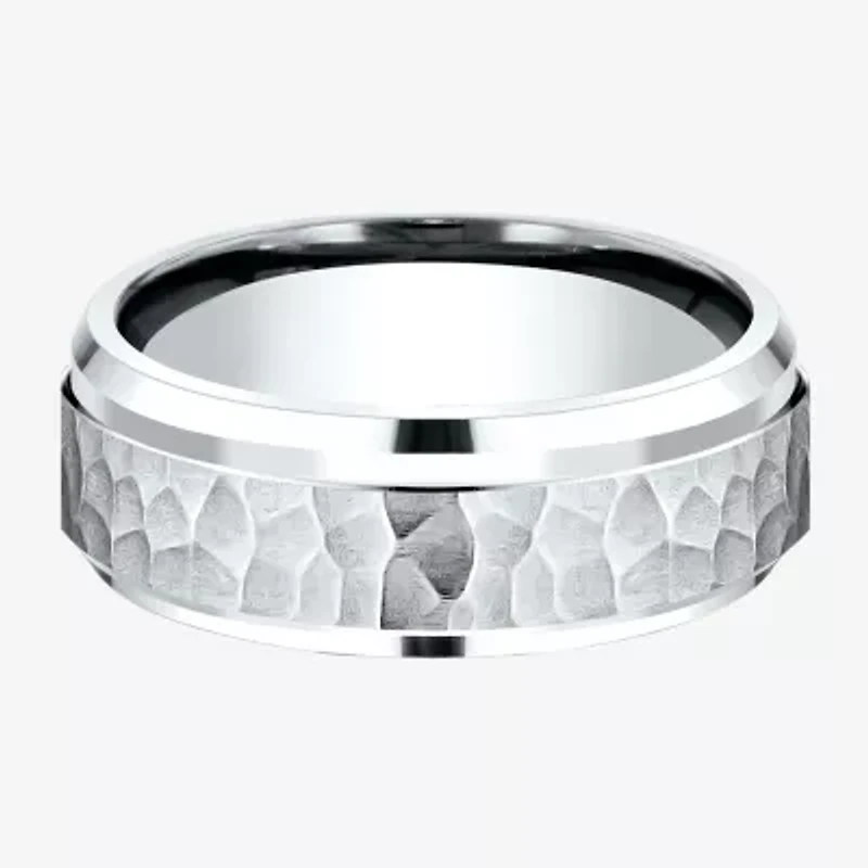 Mens 10K White Gold 8mm Band
