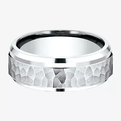 Mens 10K White Gold 8mm Band