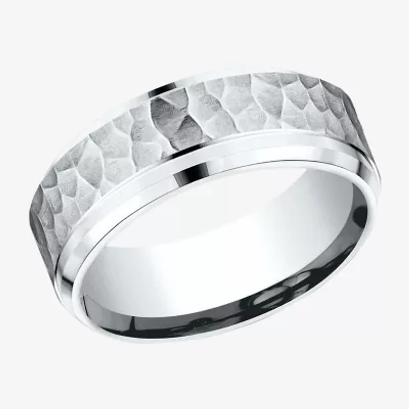 Mens 10K White Gold 8mm Band