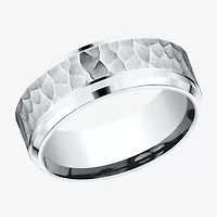 Mens 10K White Gold 8mm Band