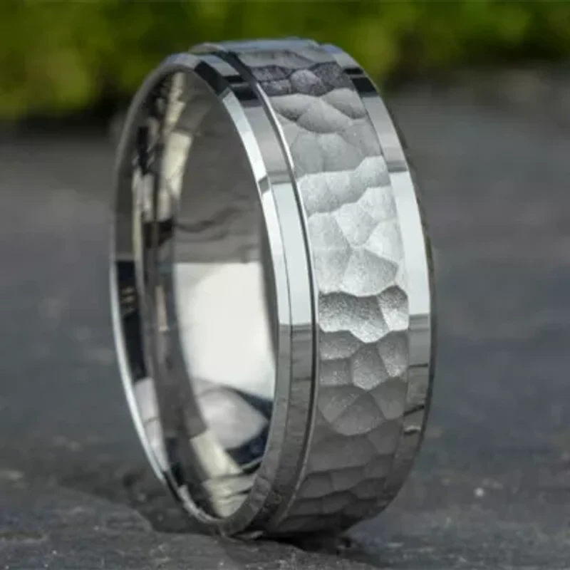 Mens 10K White Gold 8mm Band