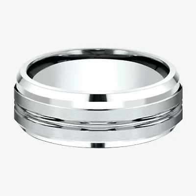 Mens 10K White Gold 8mm Band