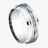 Mens 10K White Gold 8mm Band