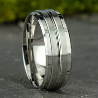 Mens 10K White Gold 8mm Band