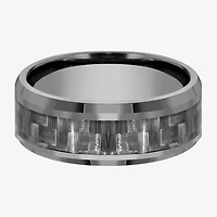 Mens 8mm Tantalum Carbon Fiber Inlay Wedding Band