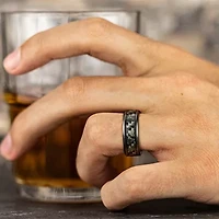 Mens 8mm Tantalum Carbon Fiber Inlay Wedding Band