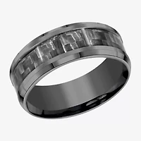 Mens 8mm Tantalum Carbon Fiber Inlay Wedding Band