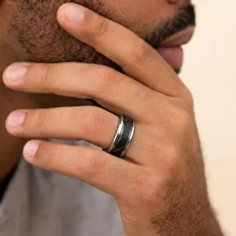 Mens 8MM Cobalt Wedding Band