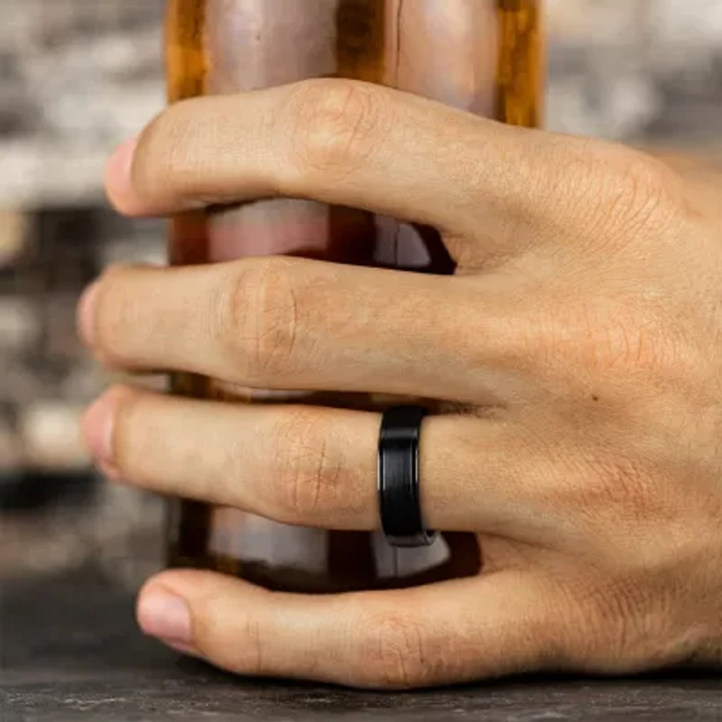 Mens Comfort Fit 7mm Black Cobalt Wedding Band