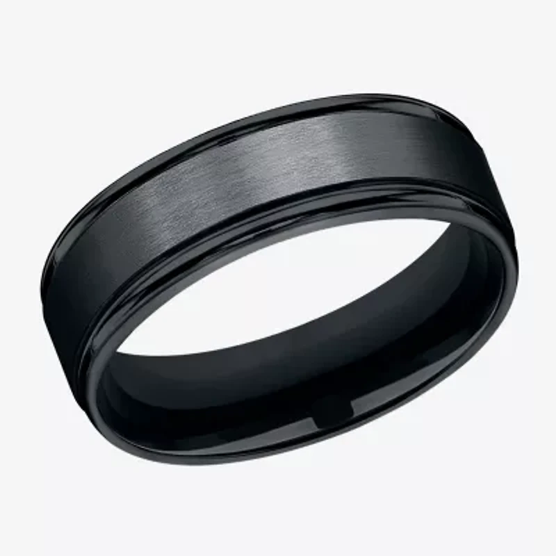 Mens Comfort Fit 7mm Black Cobalt Wedding Band
