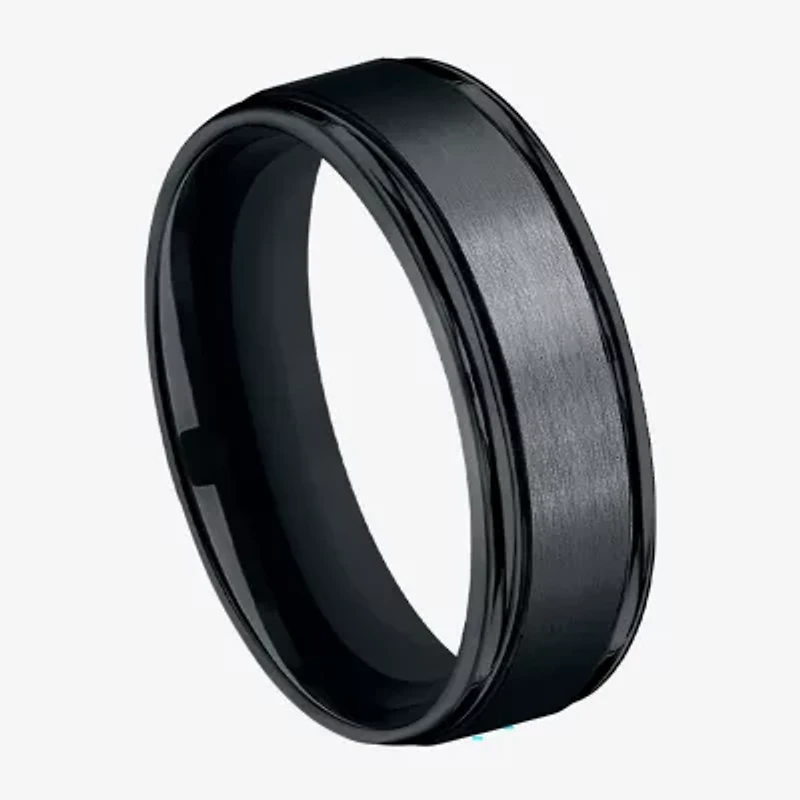 Mens Comfort Fit 7mm Black Cobalt Wedding Band