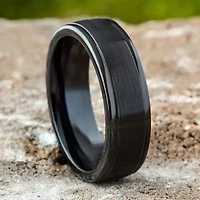 Mens Comfort Fit 7mm Black Cobalt Wedding Band