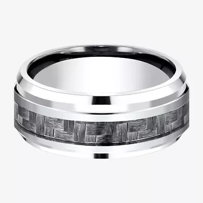 Mens 9mm Cobalt and Carbon Fiber Wedding Band Ring