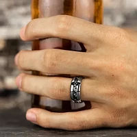 Mens 9mm Cobalt and Carbon Fiber Wedding Band Ring