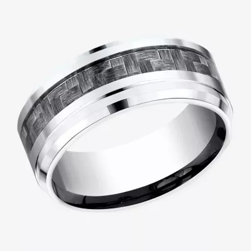 Mens 9mm Cobalt and Carbon Fiber Wedding Band Ring