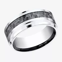 Mens 9mm Cobalt and Carbon Fiber Wedding Band Ring