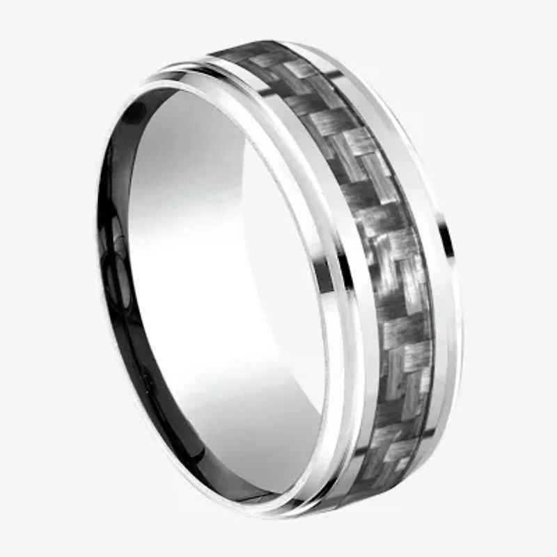 Mens 9mm Cobalt and Carbon Fiber Wedding Band Ring